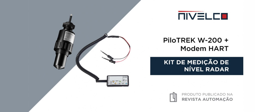 Kit transmissor de nível de radar Pilo TREK W-200 + Modem HART da Nivelco